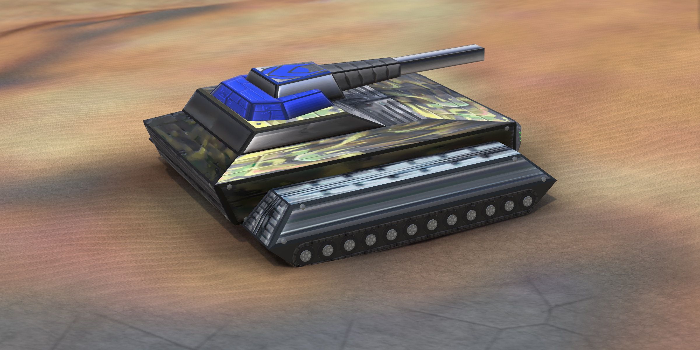 The same Raider in Reborn: armour plates, bolts and road wheels, its metal repainted